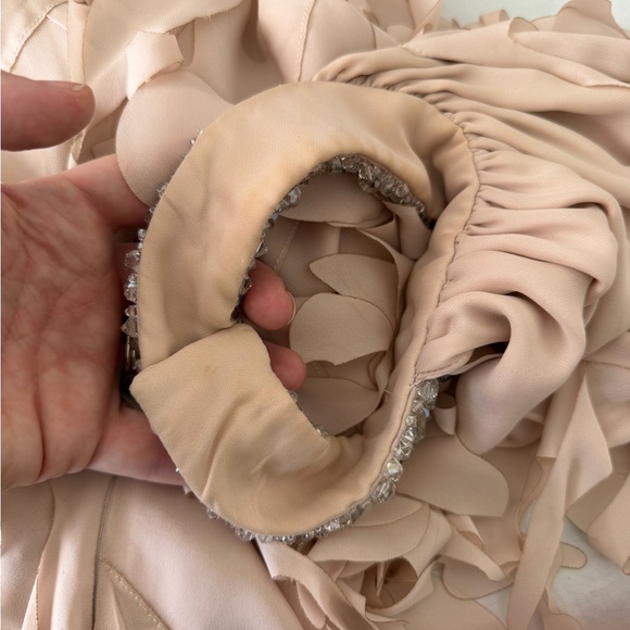 Catherine Regehr Formal Dress T Neck Bejeweled 100% Silk Spiral Hem Pink Medium - Picture 11 of 13